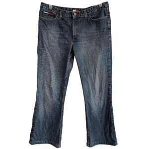 Vintage‎ Tommy Jeans Men's 34 Cotton 100% Blue Denim Jeans Euro Flare